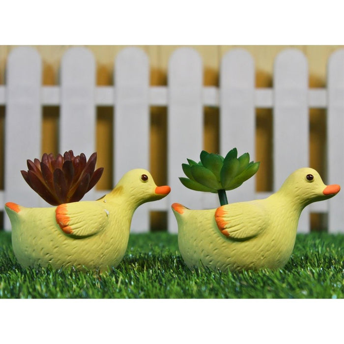 Wonderland (set of 2) Ceramic Duck Shape Flower Pot for Decor | Garden Décor |