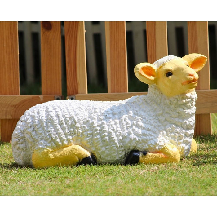Wonderland Sitting Sheep Figure for Garden, Garden Statues, Animal Figure for Garden, Garden Decor Animals(Sheep Resin Statue,White)