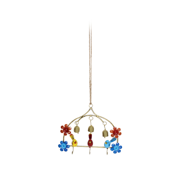Handmade Metal Chime with 3 Birds for Home Decoration