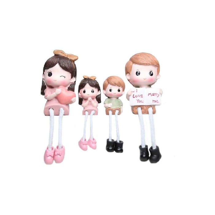 Wonderland (Set of 4) Cute Family With Purposing sign Hanging Dolls, Showpiece Dolls Miniature Figurine-Living Room Home Decor Gift Item