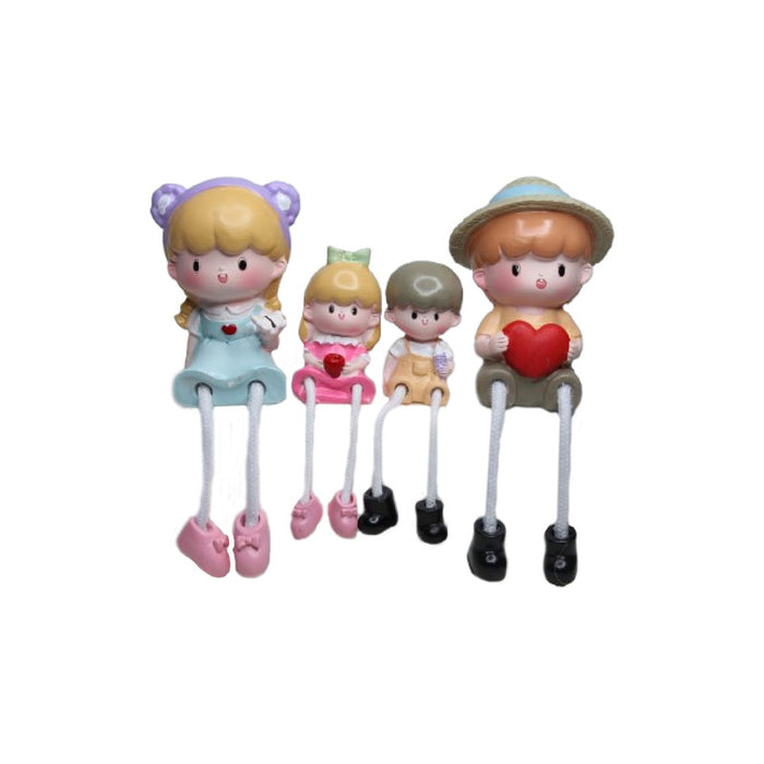 Wonderland (Set of 4) Cute Family Hanging Dolls, Showpiece Dolls Miniature Figurine-Living Room Home Decor Gift Item