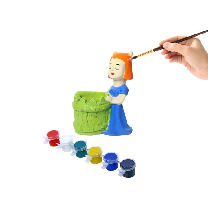 Wonderland DIY Craft kit Paint Your Planter/Pen Stand |DIY Craft Kits for Kids| Girl Wearing Dress Shape