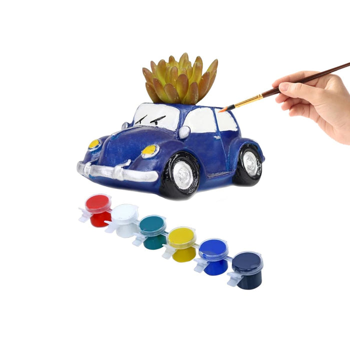 Wonderland DIY Craft kit Paint Your Planter/Pen Stand |Gift Set for Kids| Car Shape