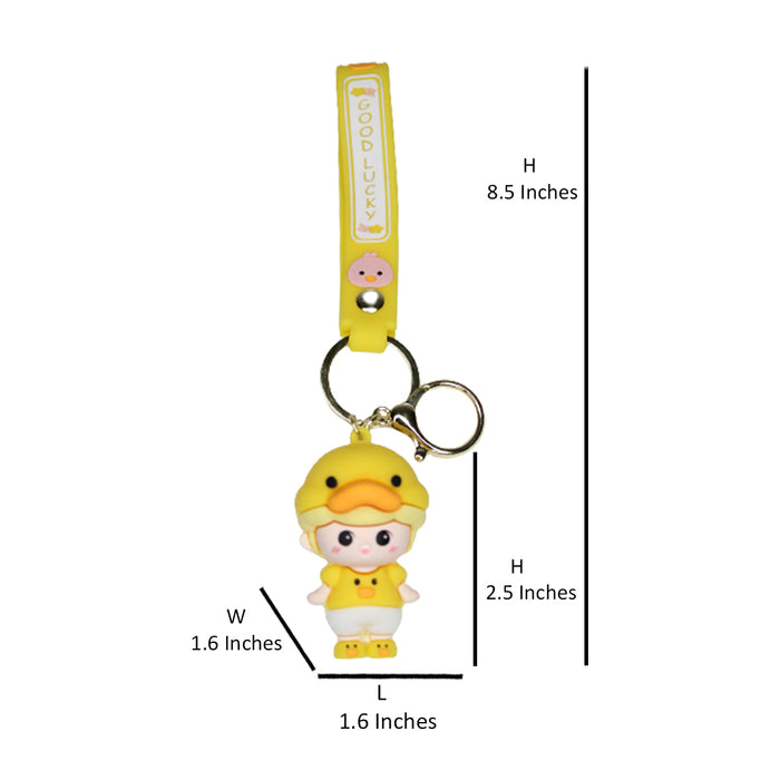 Duck shape Doll Cartoon style keychain with band ( yellow )