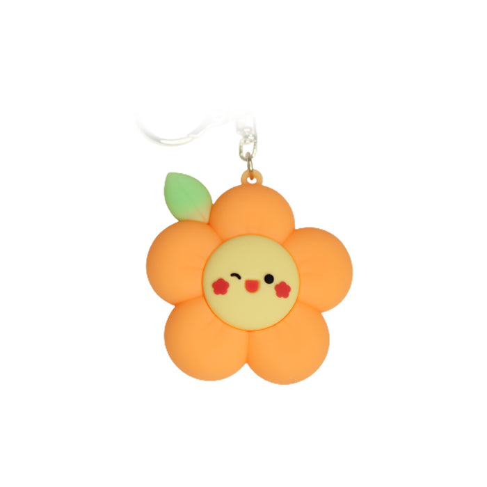 Orange Flower Cartoon style keychain with band ( Orange)