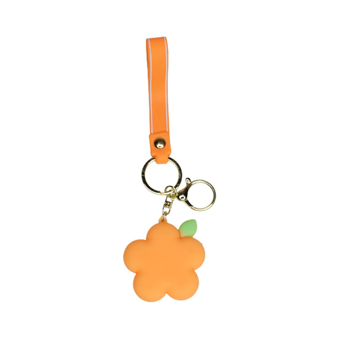 Orange Flower Cartoon style keychain with band ( Orange)
