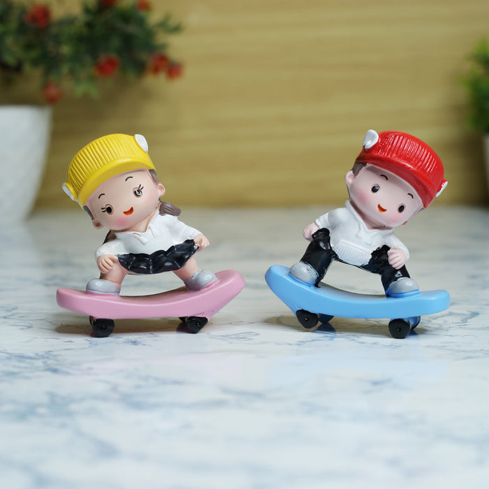 Wonderland Set of 2 Girl and boy on Stake board Miniature| figurine statue| home décor| gift articles | gift item