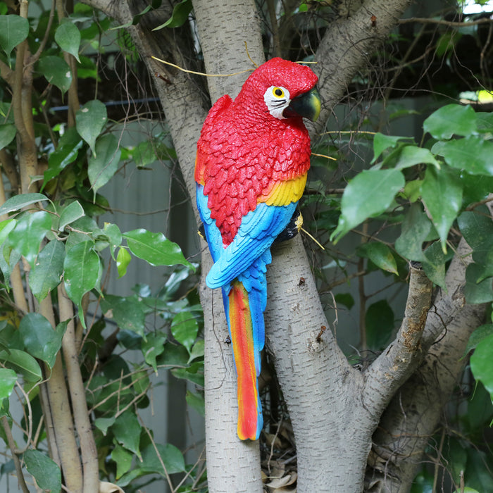 Handmade Resin Parrot Decoration Sculpture in red (Resin Crafts Outdoor Garden Bird Sculpture)