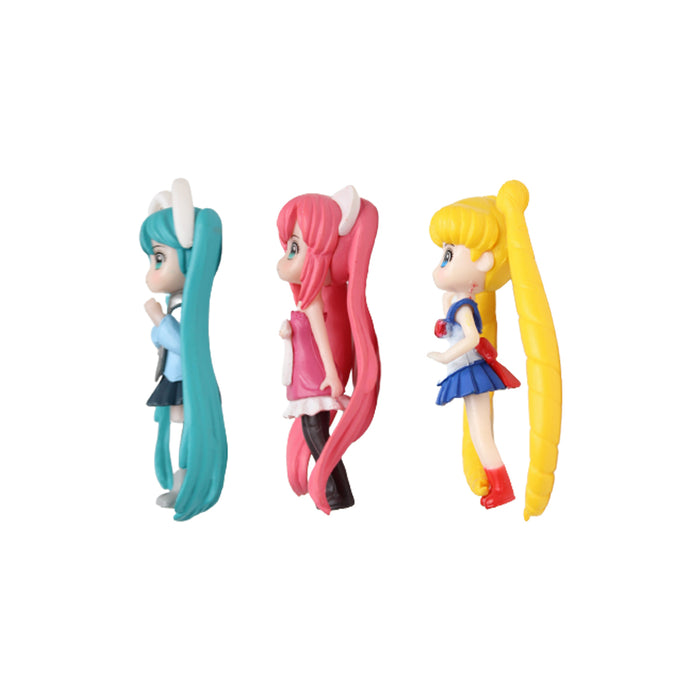 Wonderland Animee Girl with long ponytail A (Set of 3)