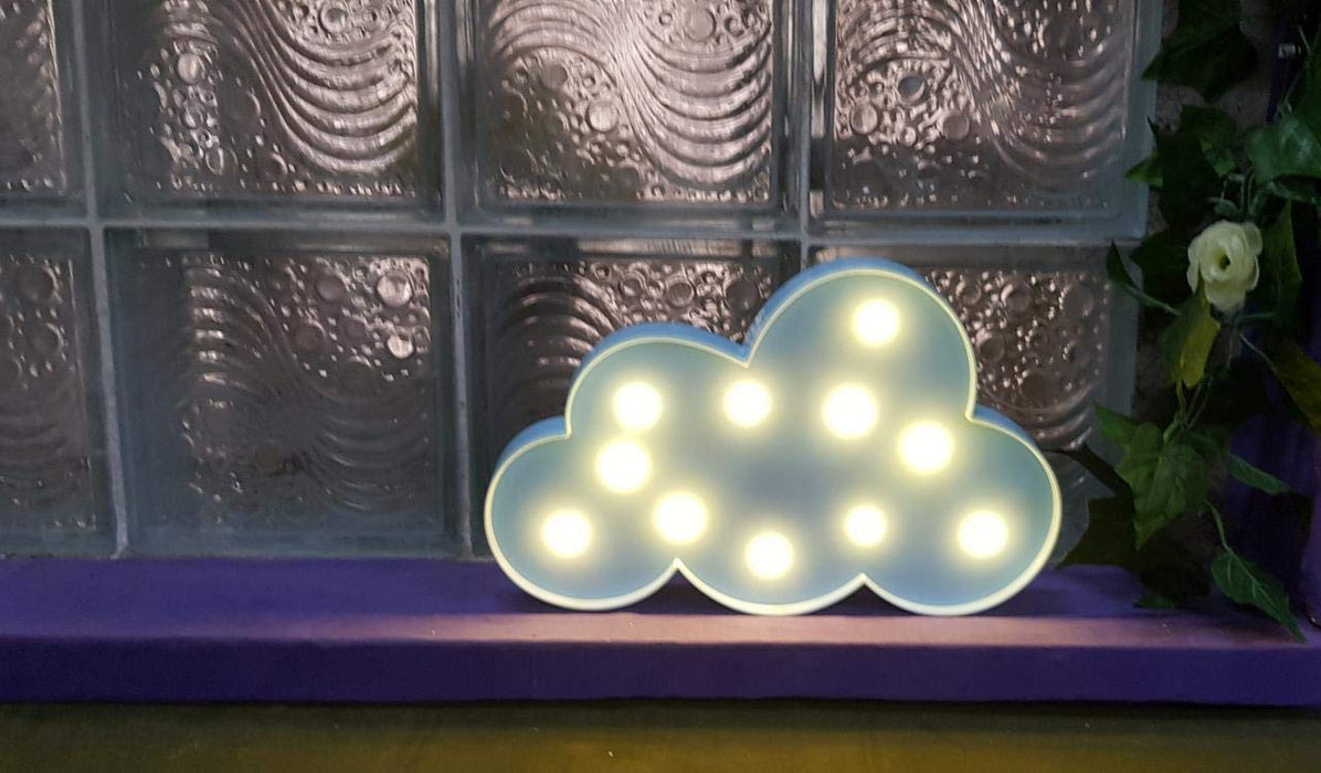 Wonderland Cloud Night Light LED Marquee Sign-Baby Light-Battery Operated Nursery Lamp, Decorative Light for Kid's Room/Party/Home/Wall Décor - Blue