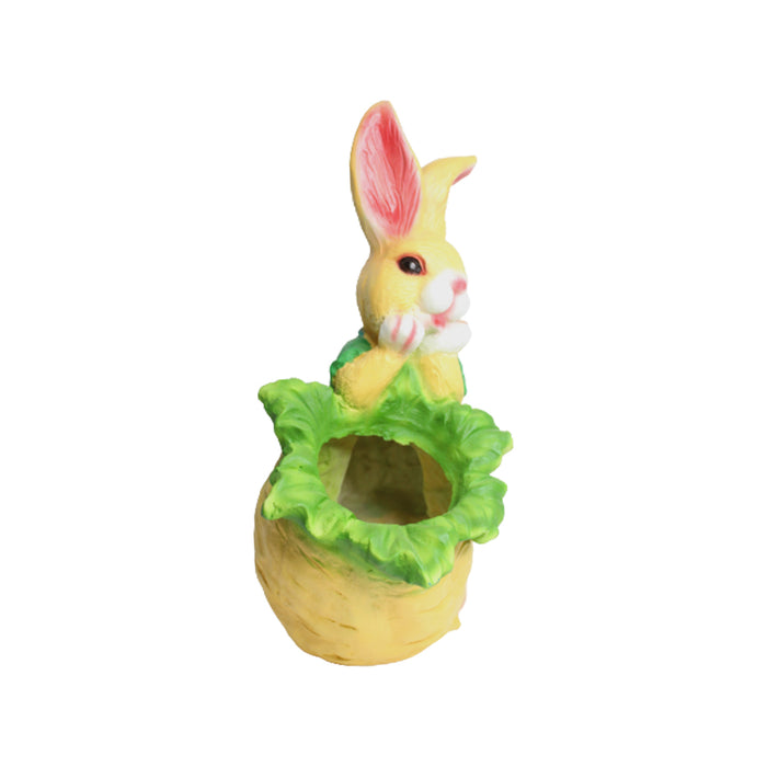 Wonderland Bunny with Carrot Planter (Seagreen)| Garden planters | Designer garden pots
