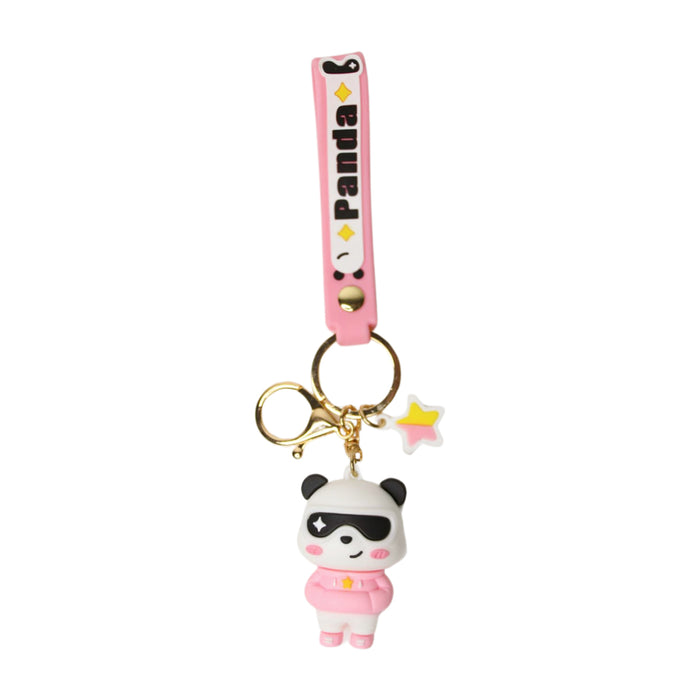 Wonderland Panda Specs Keychain in Pink 2-in-1 Cartoon Style Keychain and Bag Charms Fun and Functional Accessories for Bags and Keys