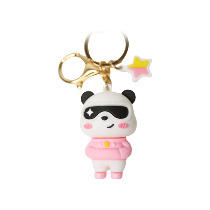 Wonderland Panda Specs Keychain in Pink 2-in-1 Cartoon Style Keychain and Bag Charms Fun and Functional Accessories for Bags and Keys