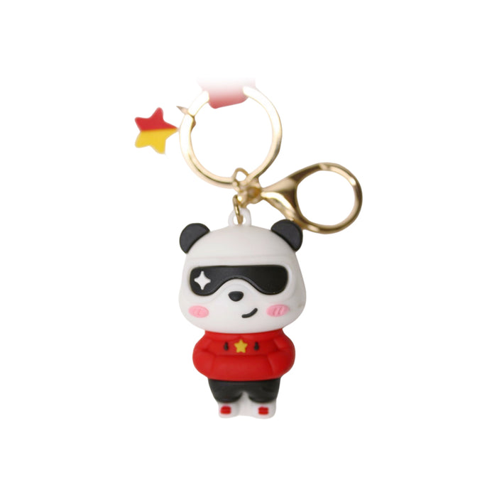 Wonderland Panda Specs Keychain in Red 2-in-1 Cartoon Style Keychain and Bag Charms Fun and Functional Accessories for Bags and Keys