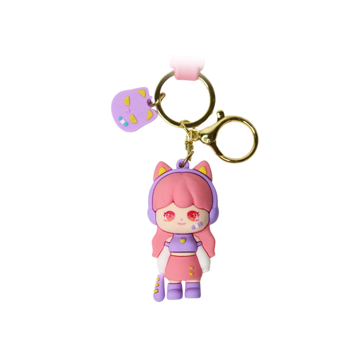 Wonderland Not Defined Keychain in Pink 2-in-1 Cartoon Style Keychain and Bag Charms Fun and Functional Accessories for Bags and Keys