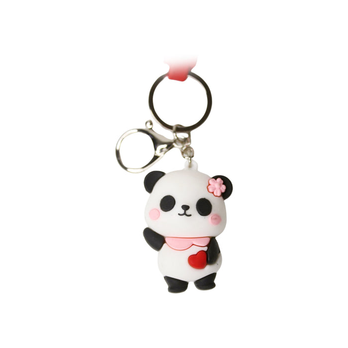 Wonderland Cute Panda Keychain in Red 2-in-1 Cartoon Style Keychain and Bag Charms Fun and Functional Accessories for Bags and Keys