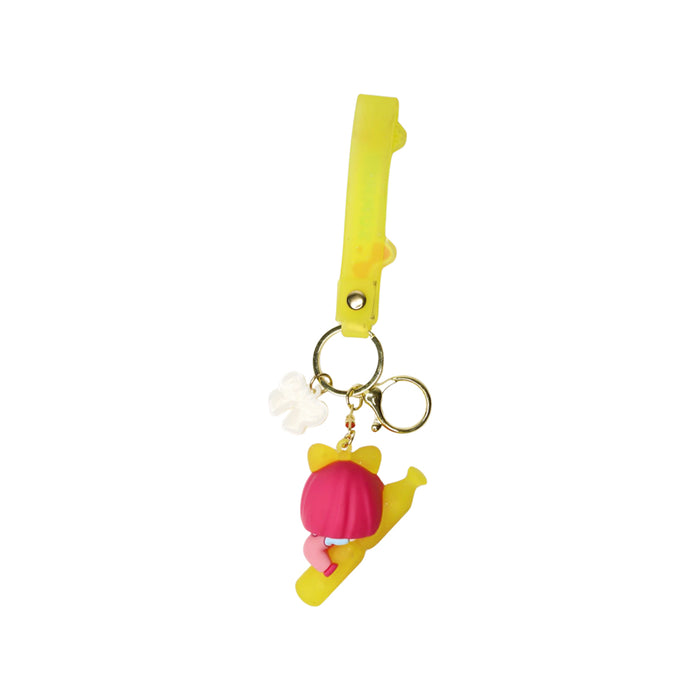 Wonderland Summer Keychain in yellow  2-in-1 Cartoon Style Keychain and Bag Charms Fun and Functional Accessories for Bags and Keys