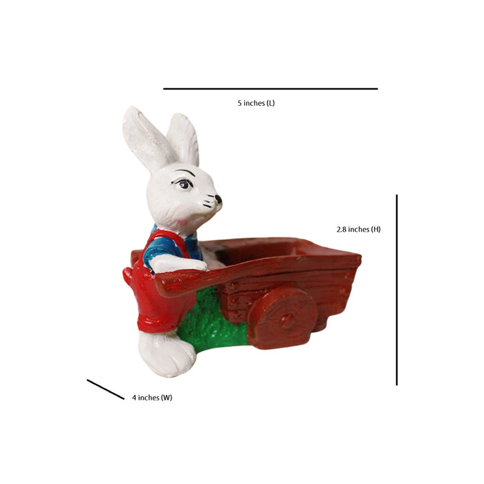 Wonderland Charming Poly Resin Tabletop Rabbit Planter - Adorable Garden Decor Accent for Indoors and Outdoors