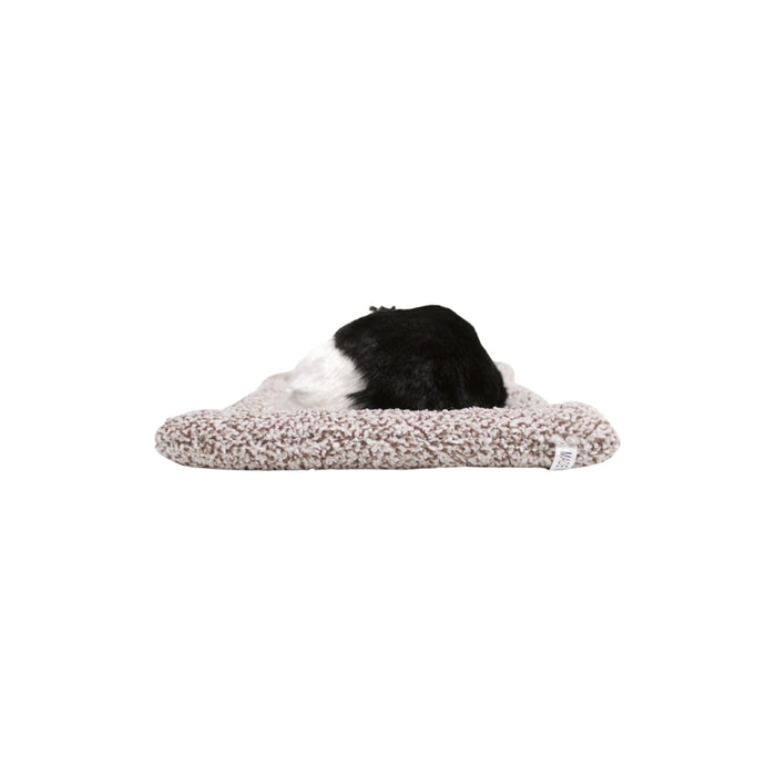 Wonderland white and black Cute sleeping artificial fur cat comes with sleeping pad| Artificial cat shape art and craft |   car and room décor