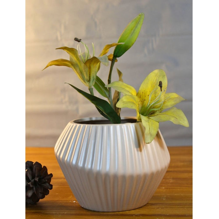 Wonderland Geometric Vase, Striped Ceramic Vase, for Balconies, Corridors, For gifiting -01