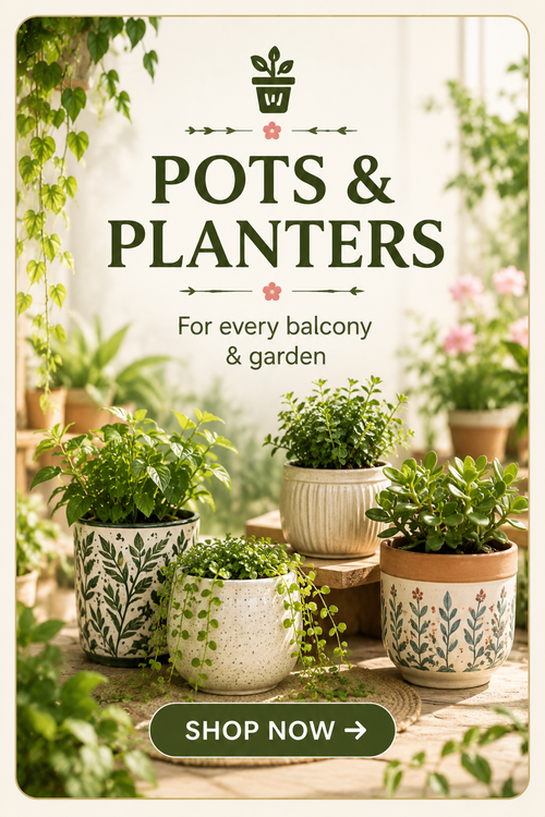Pots and planters category for balcony and garden