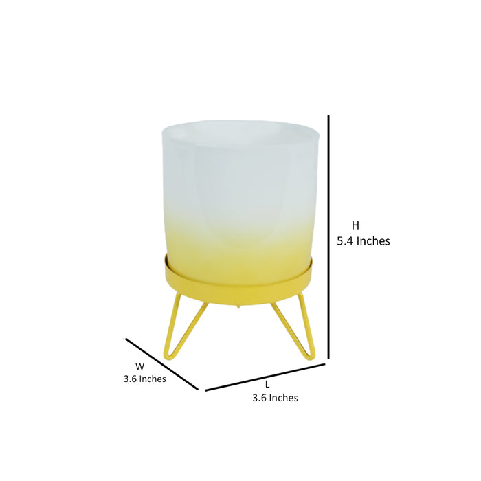 Yellow flame pot with stand
