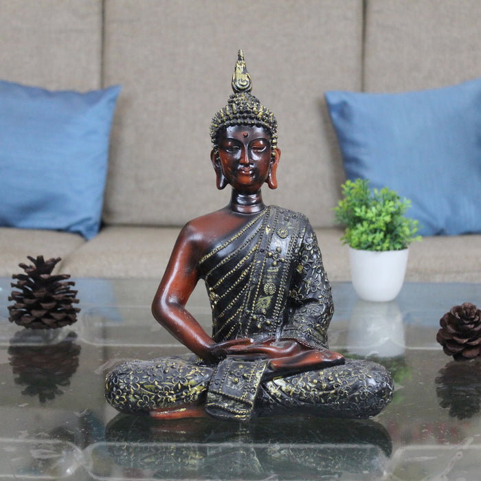 Wonderland  Polyresin Sitting Buddha Idol Statue Showpiece for Home Decor Decoration Gift Gifting