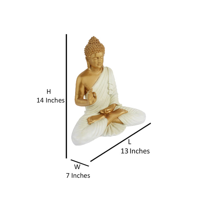 Wonderland Resin 14 '' Buddha (Golden Body & Seagreen)  (Aashirwad)