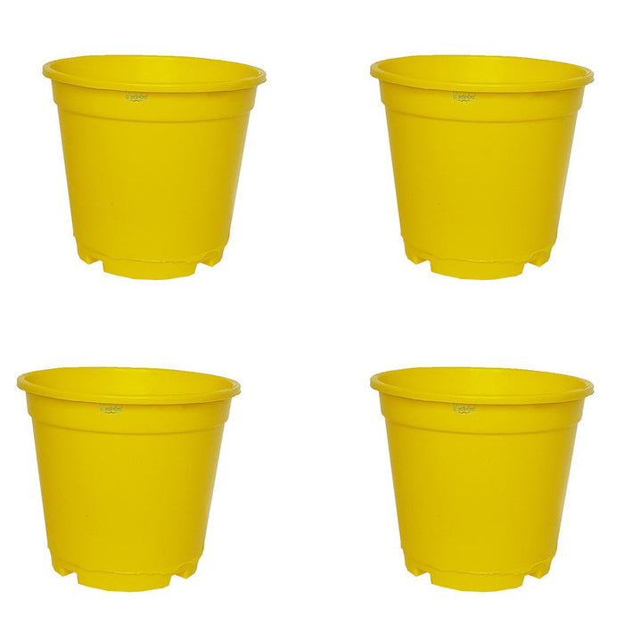 6 inch Set of 4 Small plastic pots for Outdoors ( Plastic Pots for Home Plants) (Yellow)