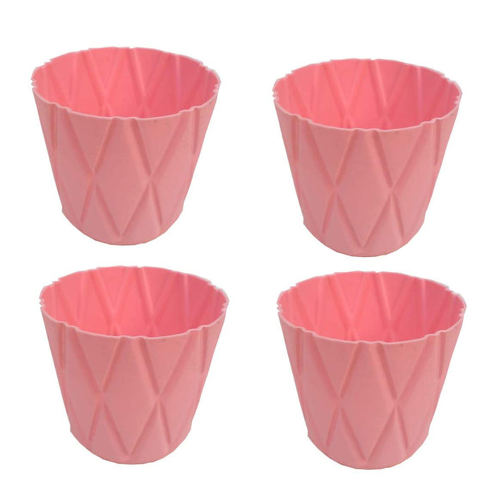(Set of 4) 4 x 4" Solitaire Pot for Home Garden, Pink