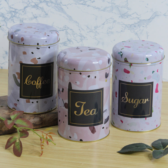 (Set of 3) Floral print Tea, coffee and sugar storage container
