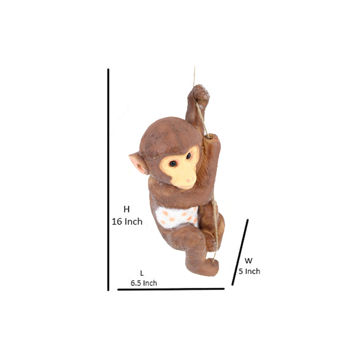 Wonderland hanging Swing  Monkey on Rope for Garden Decoration (brown)|Garden décor|Outdoor Décor