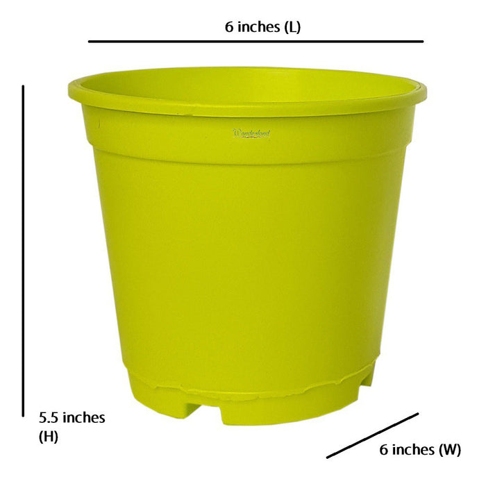 6 inch Set of 4 Small plastic pots for Outdoors ( Plastic Pots for Home Plants) (Green)