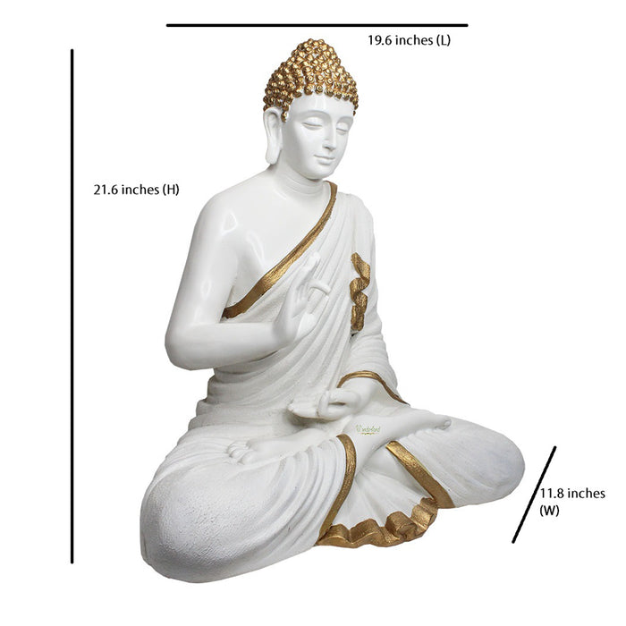21.6 inch Buddha Statue for Home Decoration (Golden White)