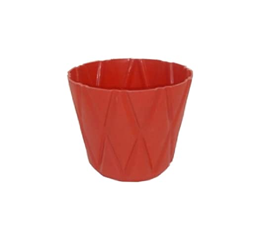(Set of 4) 4 x 4" Solitaire Pot for Home Garden, Red