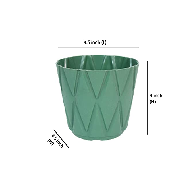 (Set of 4) 4 x 4" Solitaire Pot for Home Garden, Green