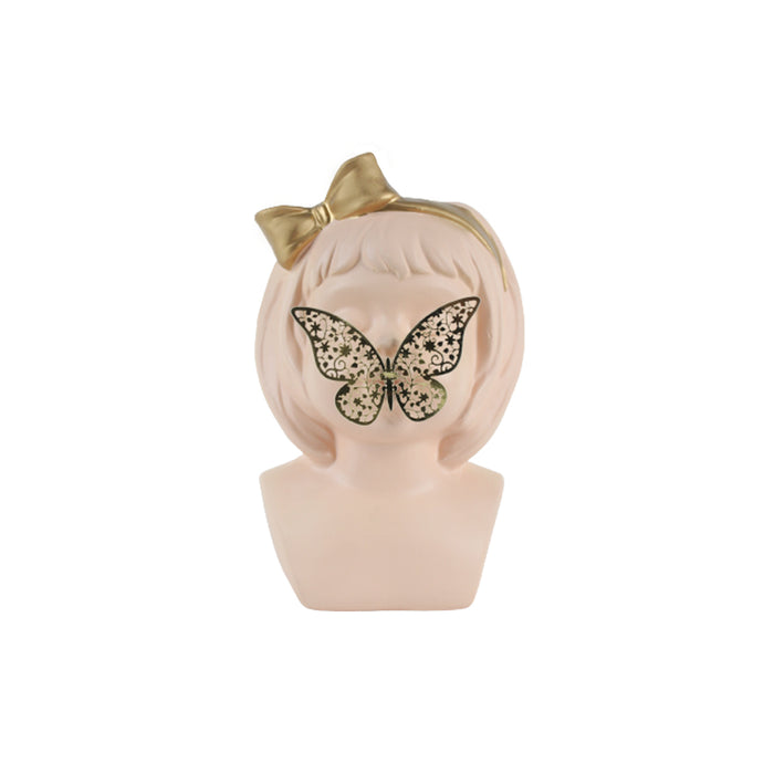 Peach lady Butterfly on  lips vase
