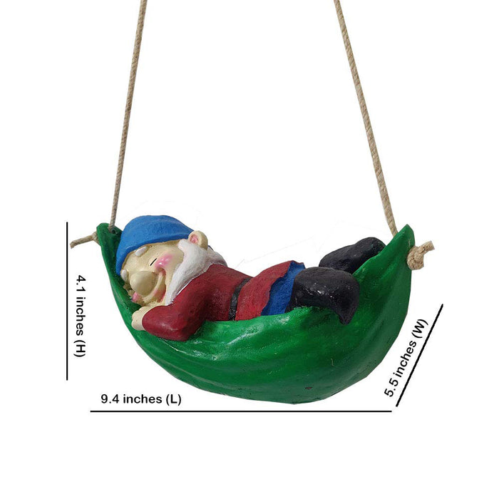 Gnome on Hammock for Balcony and Garden Decoration