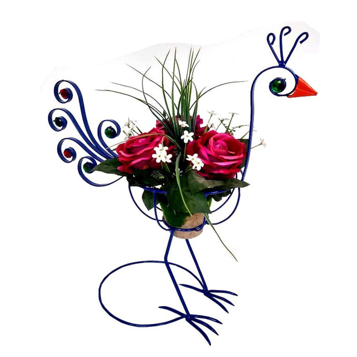 ( Set of 2) Metal Peacock Planter for Home, Garden and Balcony Decoration