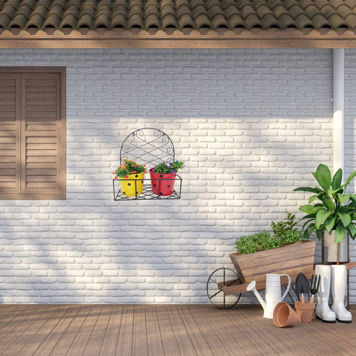 Wall Planter Stand with Two Pots for Home and Garden Decoration