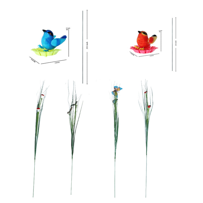 (Set of 6) Bird and Leaf Garden Stakes/Stick