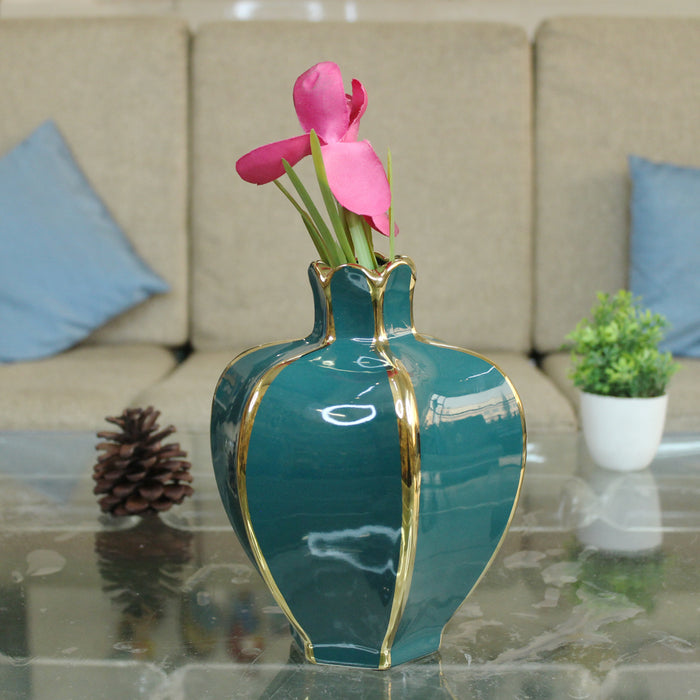 Ceramic Vase Elegant Pumpkin Shape Vase Perfect for Tabletop, Study Table and Dining Table |