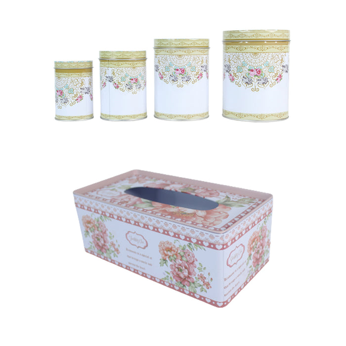 Vintage Chic Style Small Containers and Tissue Box