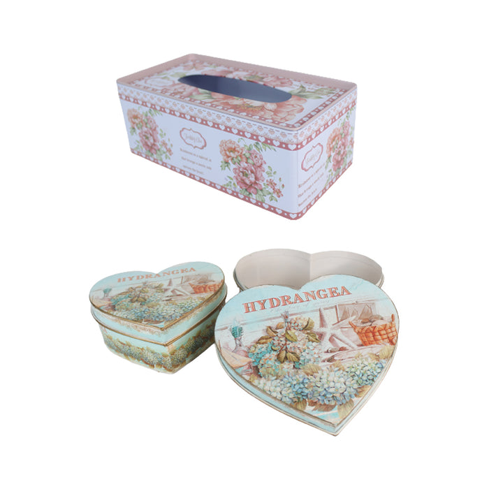Vintage Tin Containers and Tissue Box