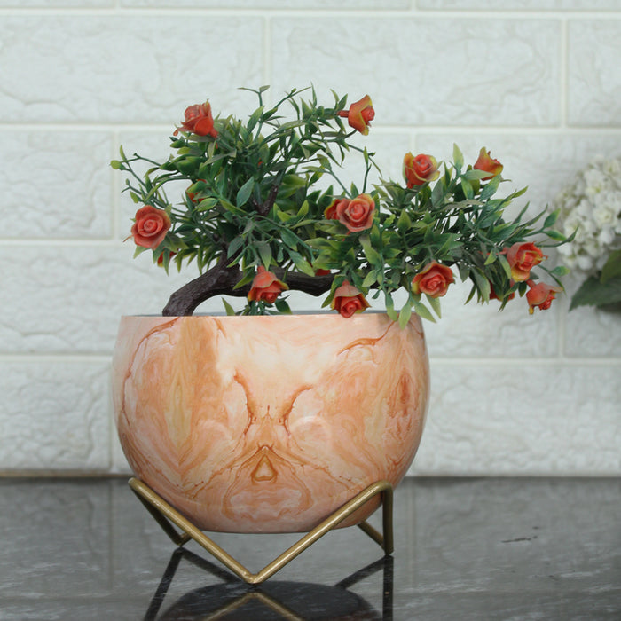 Marble Orange Metal Pot