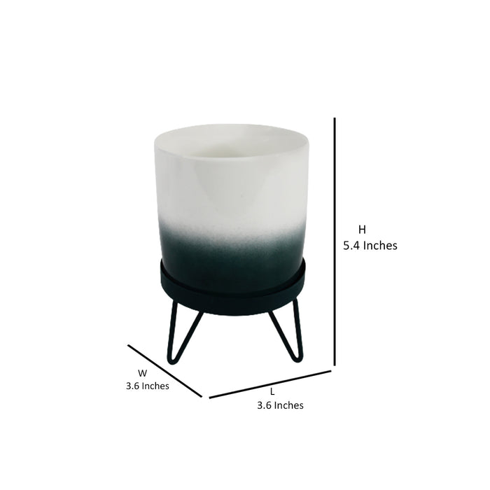 Dark Green  flame pot with stand