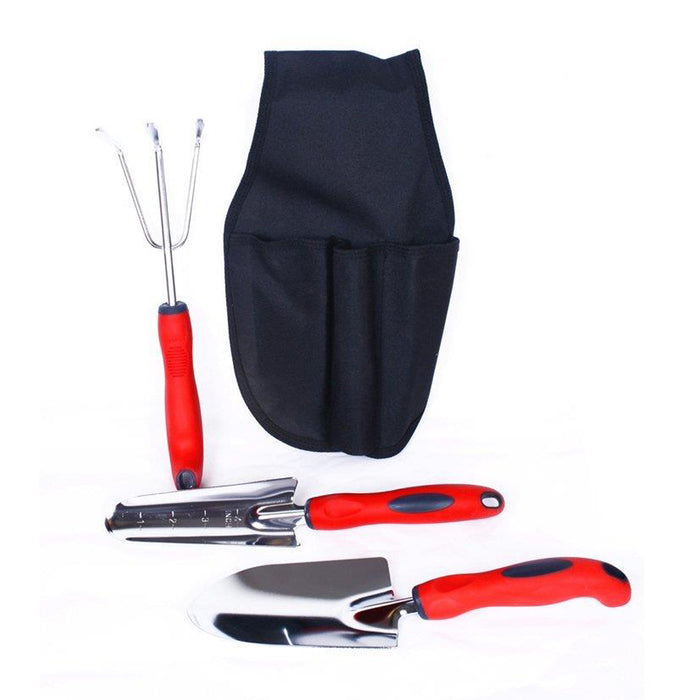 3 Pcs Trowel & Cultivator (Red, Silver And Black Bag)