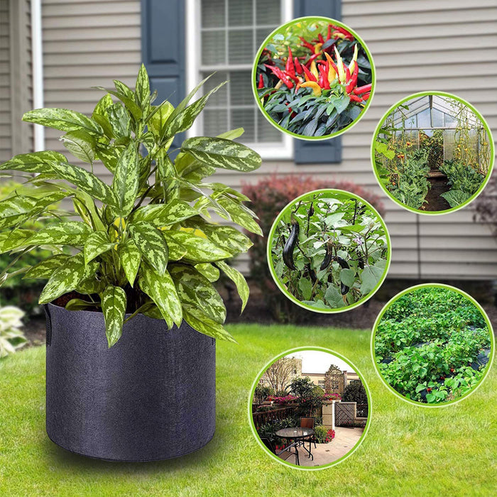 (Pack of 2) 12 inch  Grow Bags Heavy Fabric Plant Pots with Handle