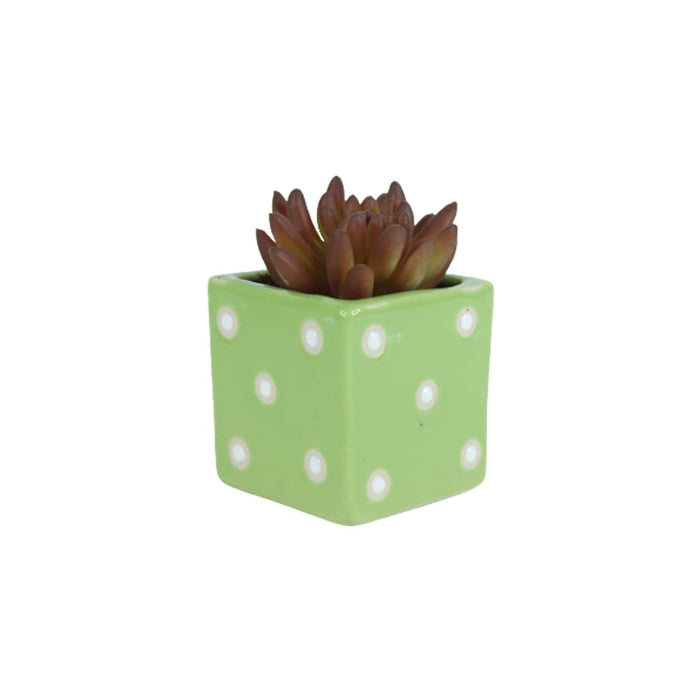 Ceramic planters Small Square Dice Pot (Green)