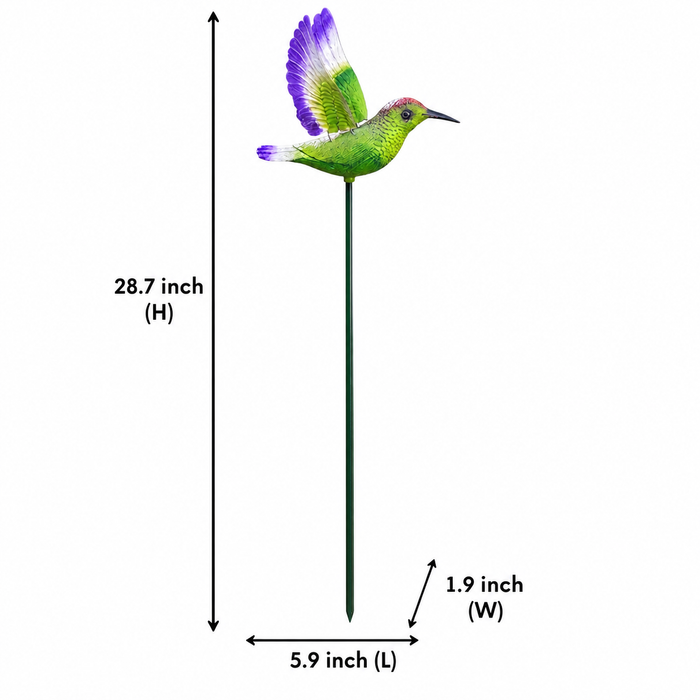 Vibrant Hummingbird Garden Stakes (Set of 2) – Green & Blue Flying Bird Sticks for Flower Beds, Lawn Borders & Potted Plants